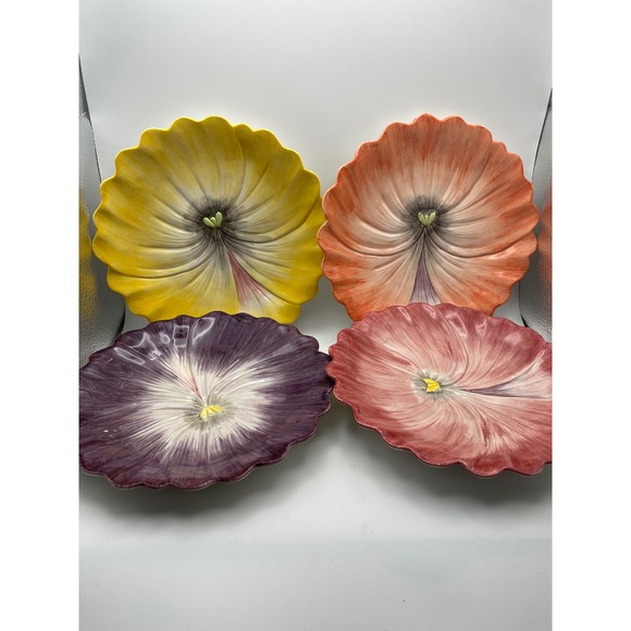 Fitz and Floyd Other - Fitz and Floyd April flower Pansy Plates Set of 4 8"Ceramic Salad Dessert